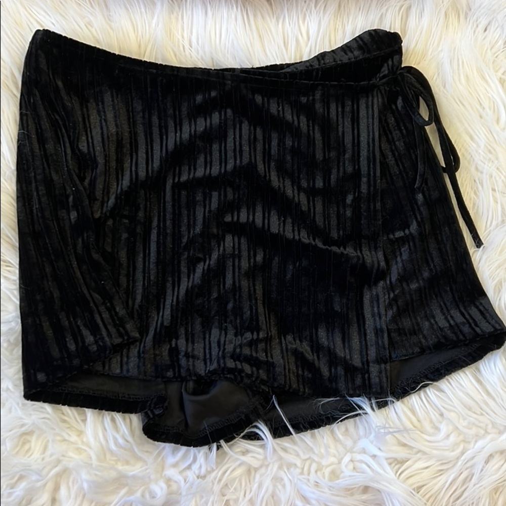 Black velvet skort